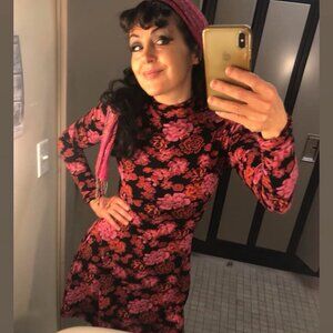 Hippy style Pink and Black Mini Dress